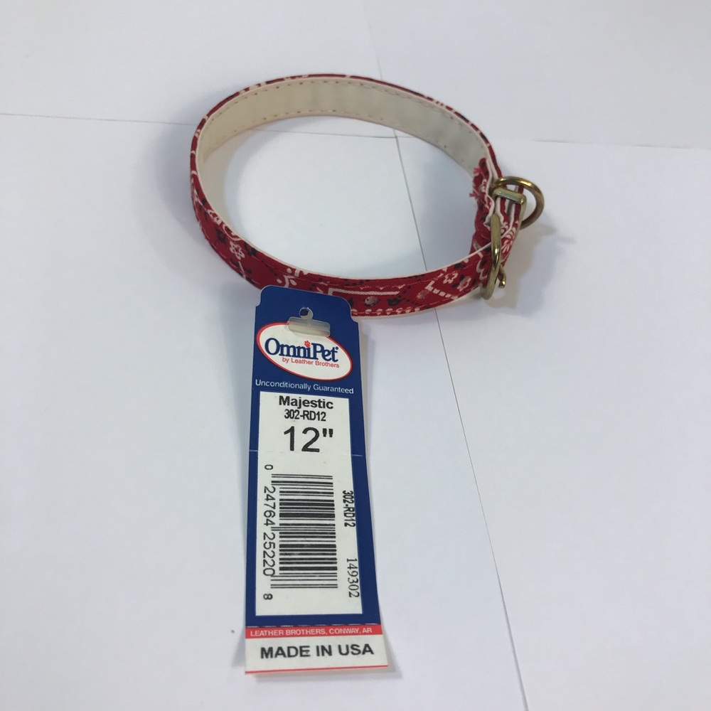 Omnipet Dog Pet Animal Collar Red Gold Paisley 12” - Picture 5 of 7